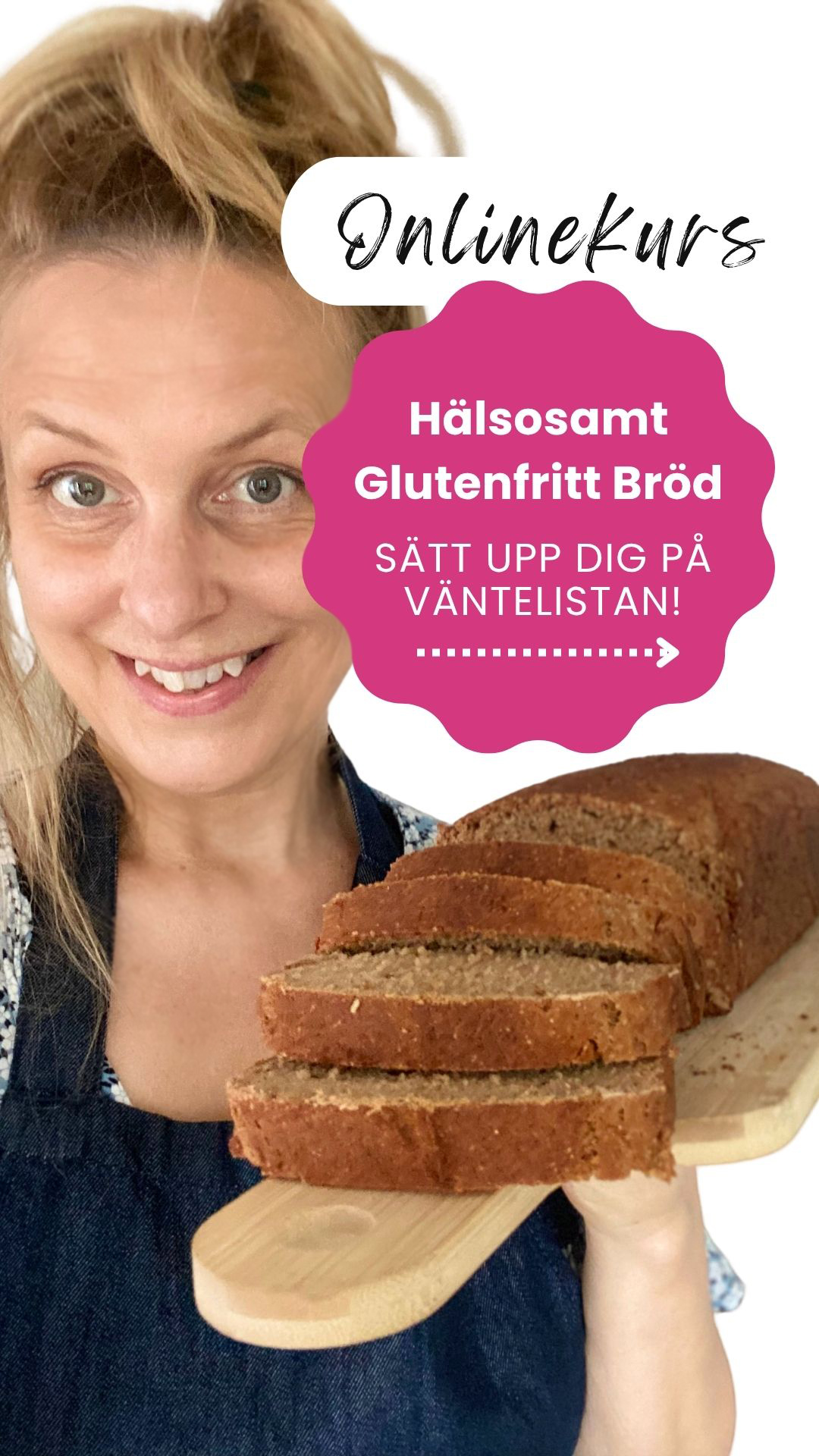 Kvinna håller upp en glutenfri kavring